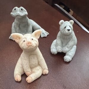 Charming Animal Figurine Set - Frog, Pig, Bear